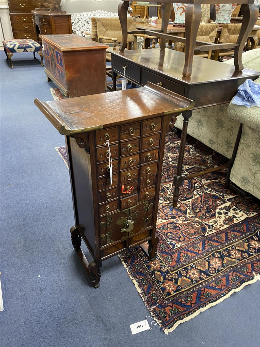 A Korean elm small medicine cabinet, width 46cm, depth 26cm, height 78cm